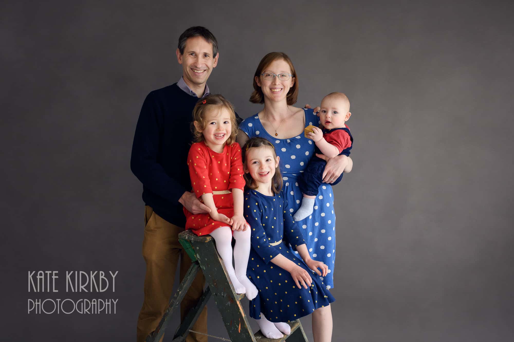family photo on grey background